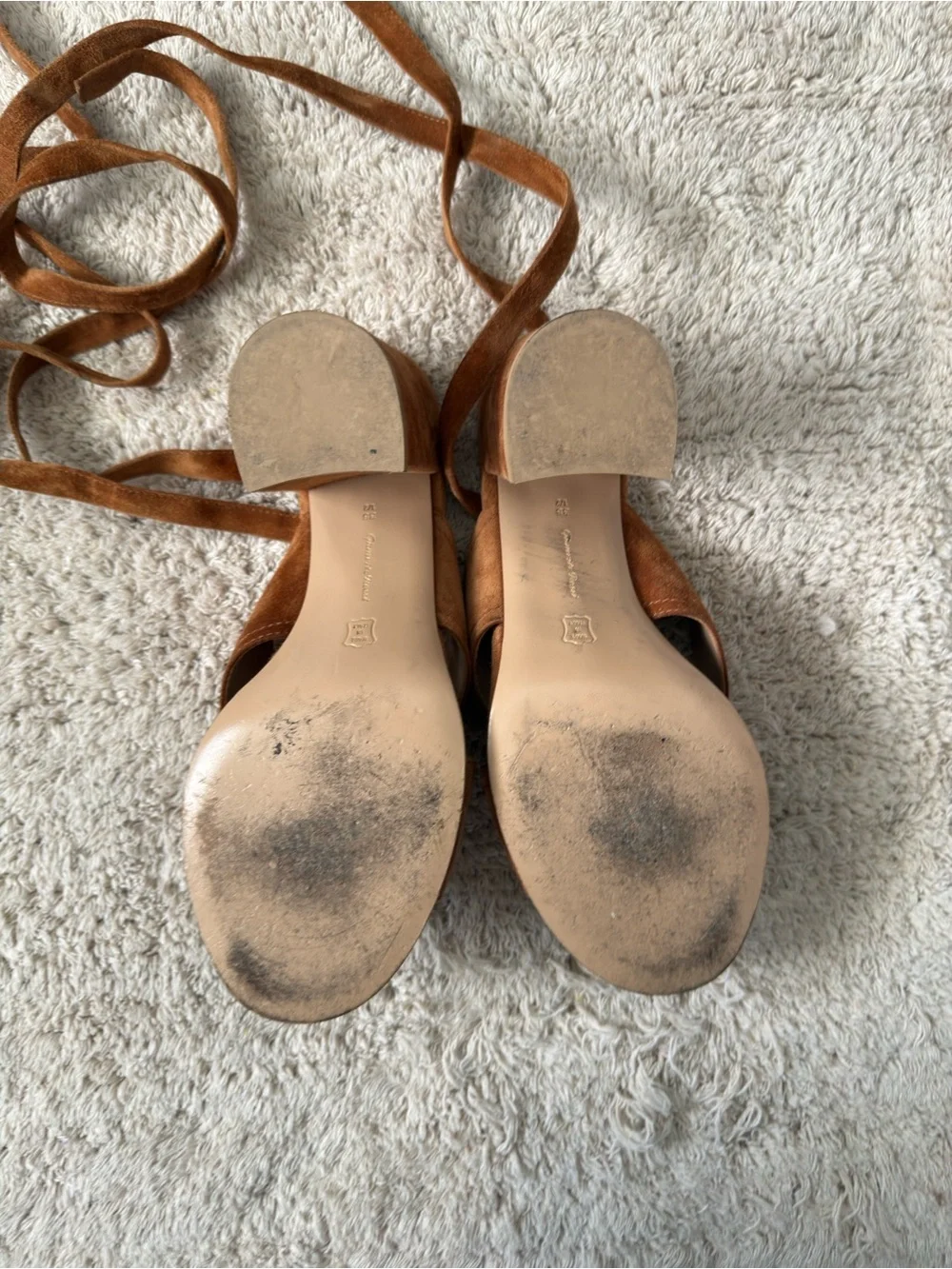 Gianvito Rossi Suede Wrap Sandals in Chestnut Brown